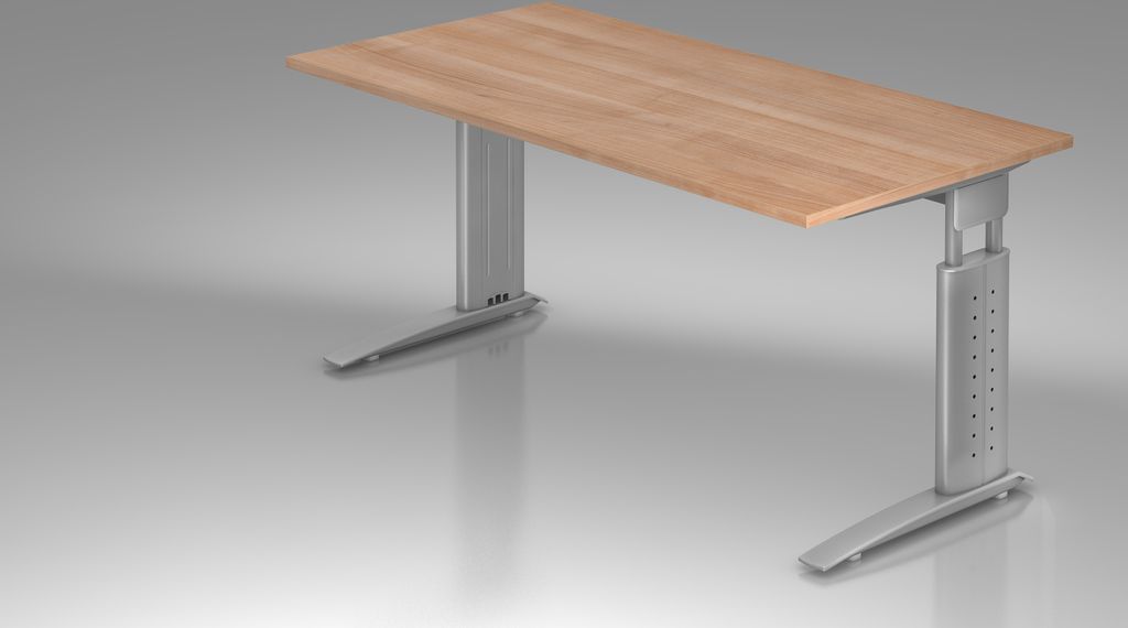Schreibtisch C-Fuß 160x80cm Nussbaum/Silber