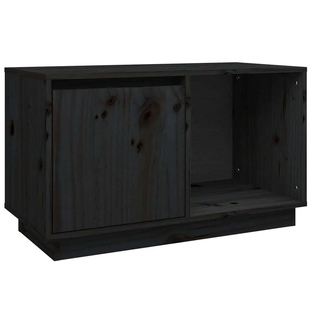 Porta TV Nero SYFAX™ Legno Pino Massello 74x35x44 - Vero Artigianato