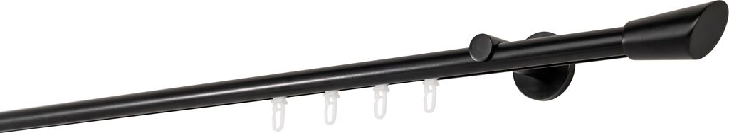 Gardinenstange Maß Innenlauf 20mm Rag 1-lauf Wand 6,5cm Farbe: Schwarz, Größe: 300cm