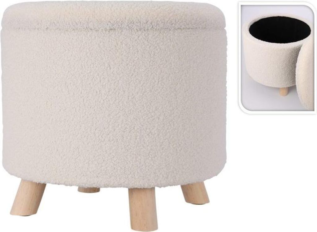Hocker mit Stauraum TEDDY 40 cm weiß Produktbild 