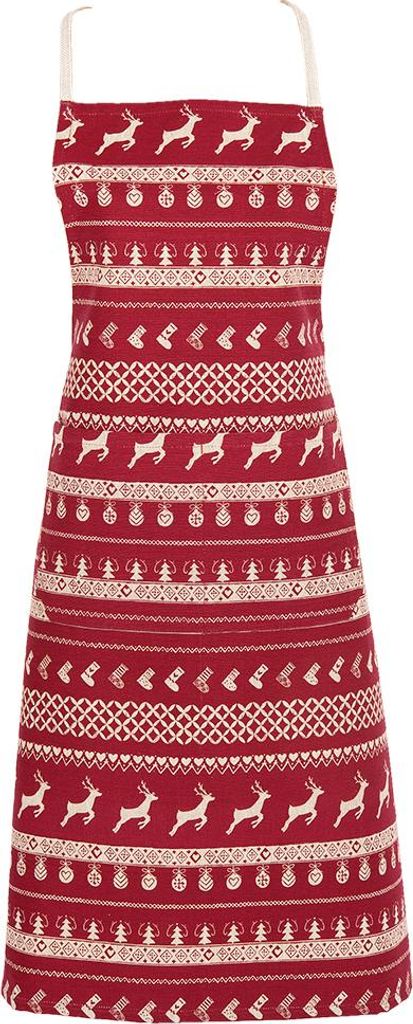 Clayre & Eef Küchenschürze 70x85 cm Rot Beige Baumwolle Produktbild 