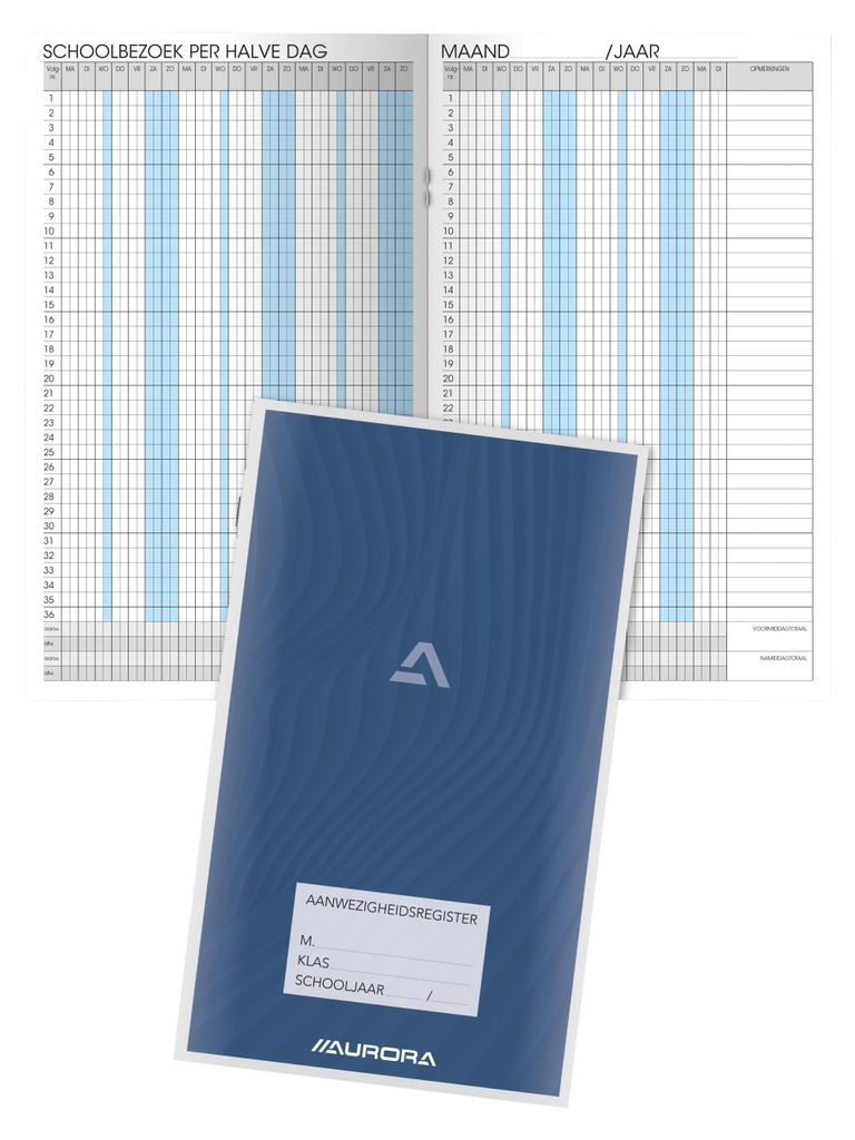 Aurora - Anwesenheitsliste 155x260mm Niederländisch 56 Seiten | 25 Stück