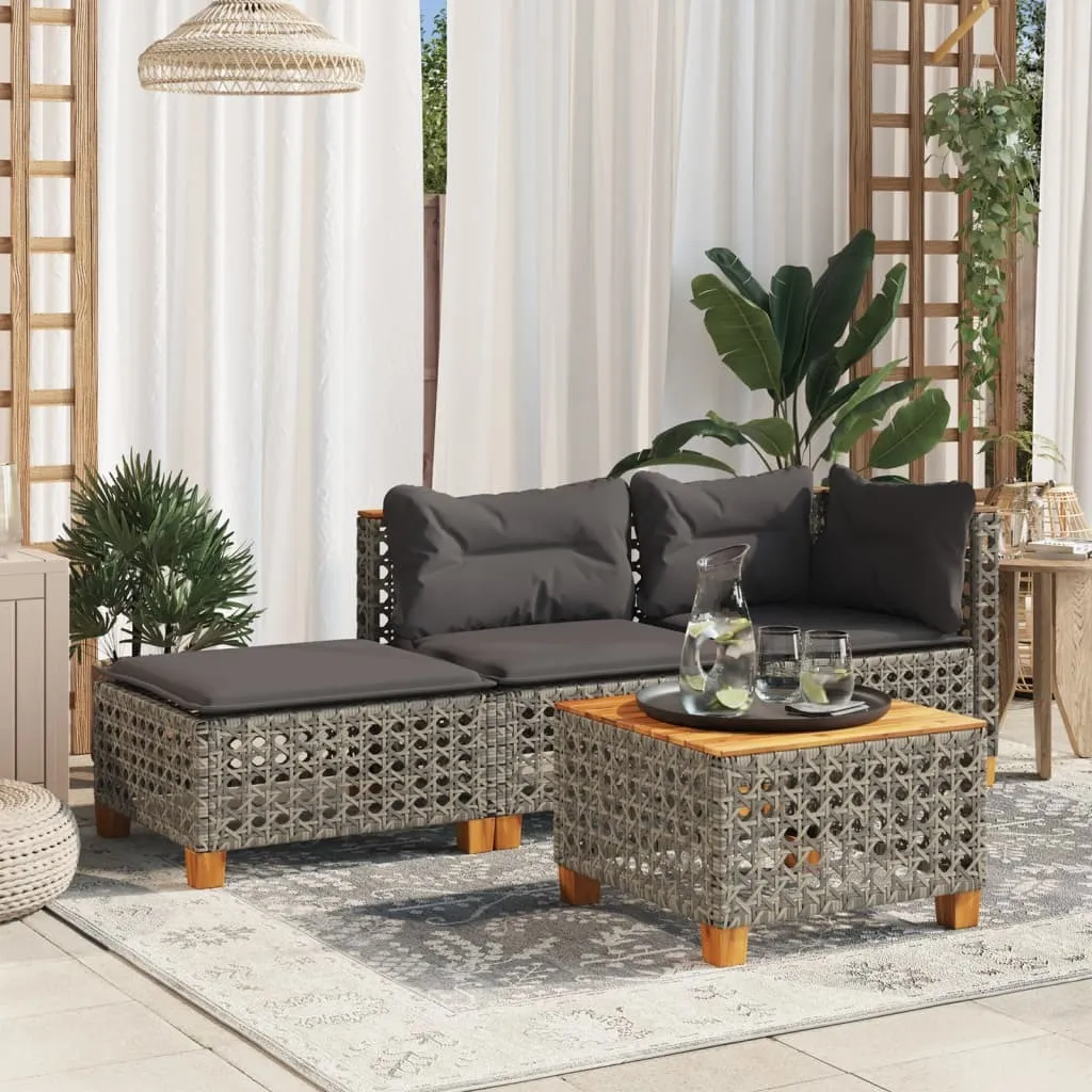 Sgabello Garden Lounge Grigio in Poly Rattan - Comfort e Stile - 3