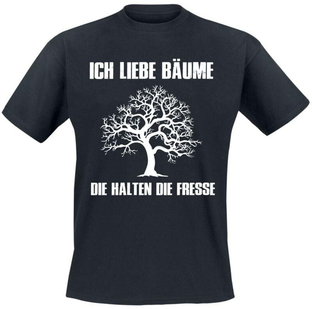 Sprüche T-Shirt Herren Ich liebe Bäume - die halten die Fresse schwarz 3XL