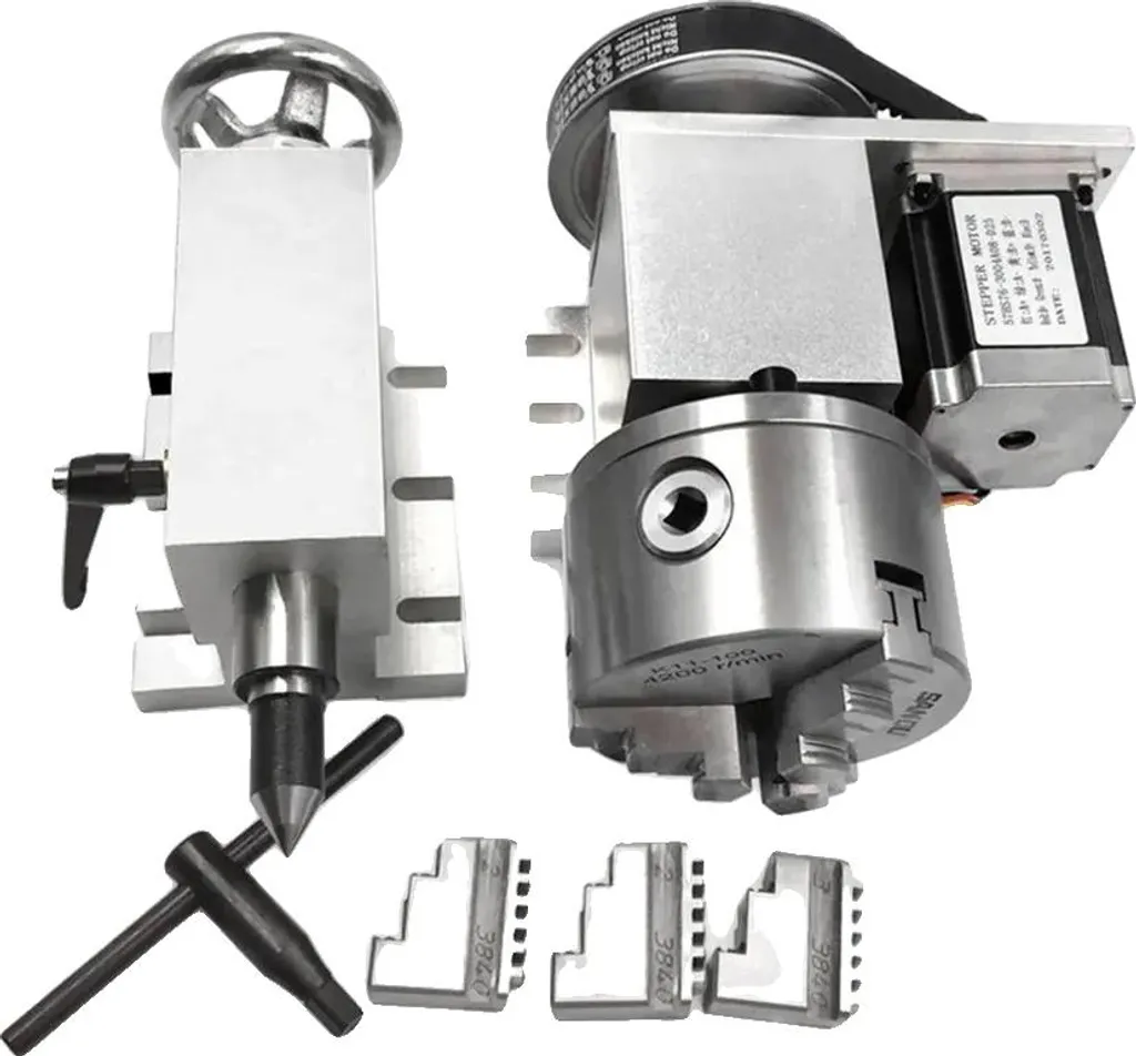 4ème Axe Rotatif CNC Diviseur avec Mandrin 100mm et Contre-poupée Mobile