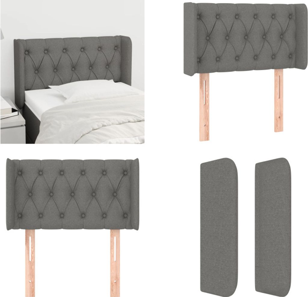 vidaXL Kopfteil mit Ohren Dunkelgrau 83x16x78/88 cm Stoff - Kopfteil - Kopfteile - Bett-Kopfteil - Bettkopfteil