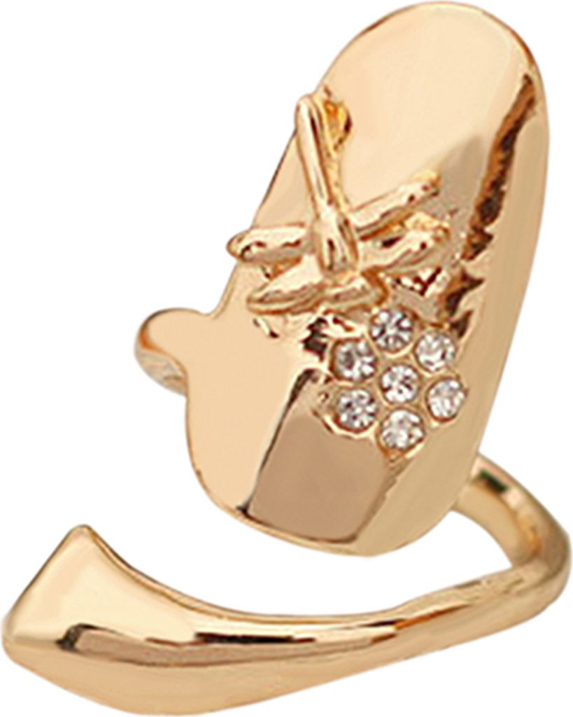1Pc Finger Nagel Ring Polieren Strass Legierung Legierung Finger Nägel Ring für Party-Golden