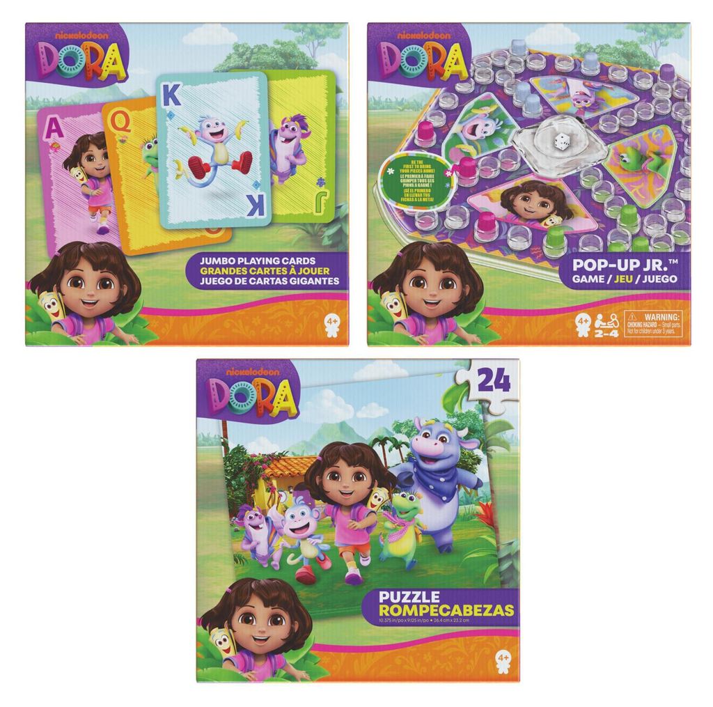 Spin Master Dora Spiele- und Puzzlepaket mit Kartenspiel und Pop-Up-Spiel