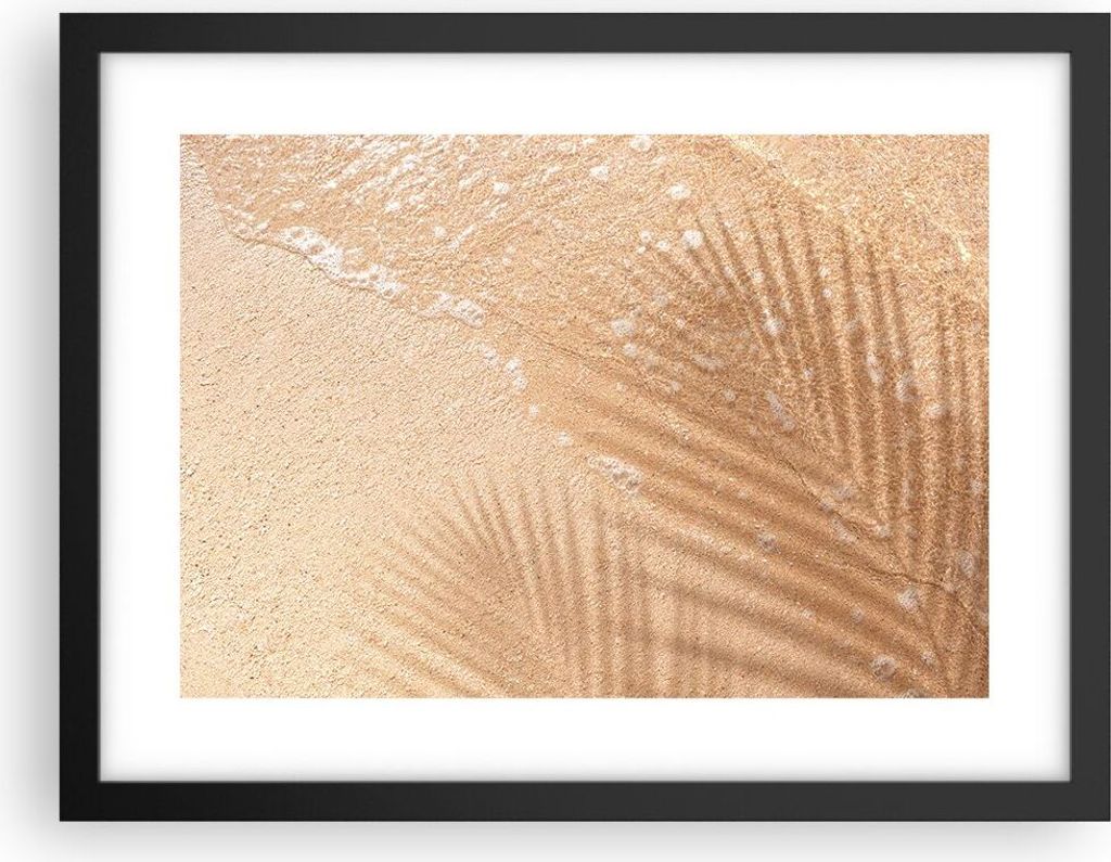 Gerahmtes Poster - Schwarzer Rahmen - Sand Schatten Blätter Produktbild 
