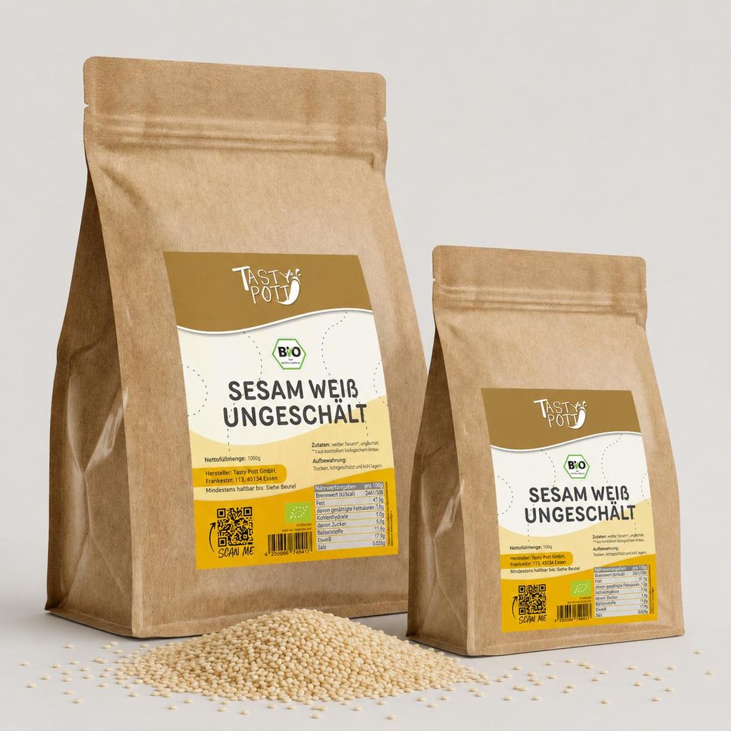 Tasty Pott  Sesam weiß - Sesam ungeschält - im Beutel Produktbild 