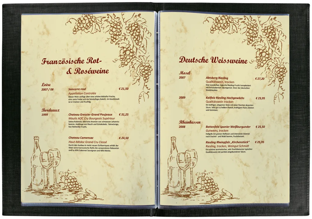 Pochette de rechange antireflet et robuste pour menu à vis Sigel A4