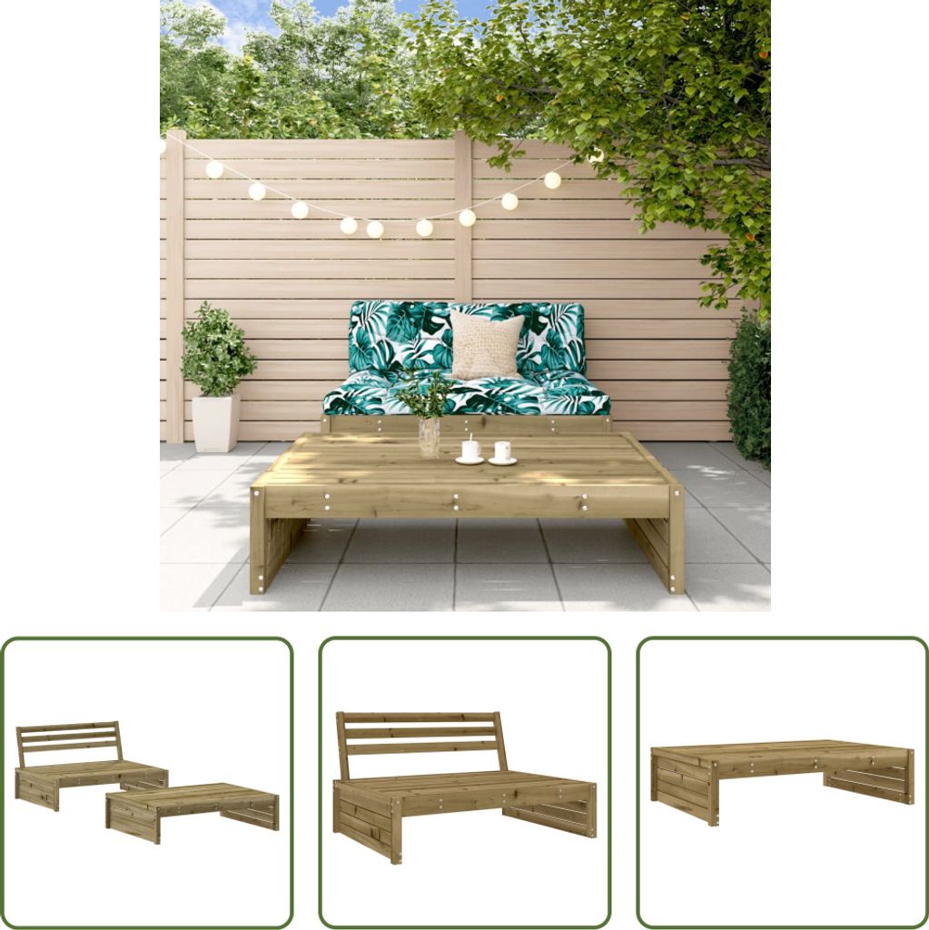 The Living Store 2-tlg. Garten-Lounge-Set Kiefernholz Imprägniert