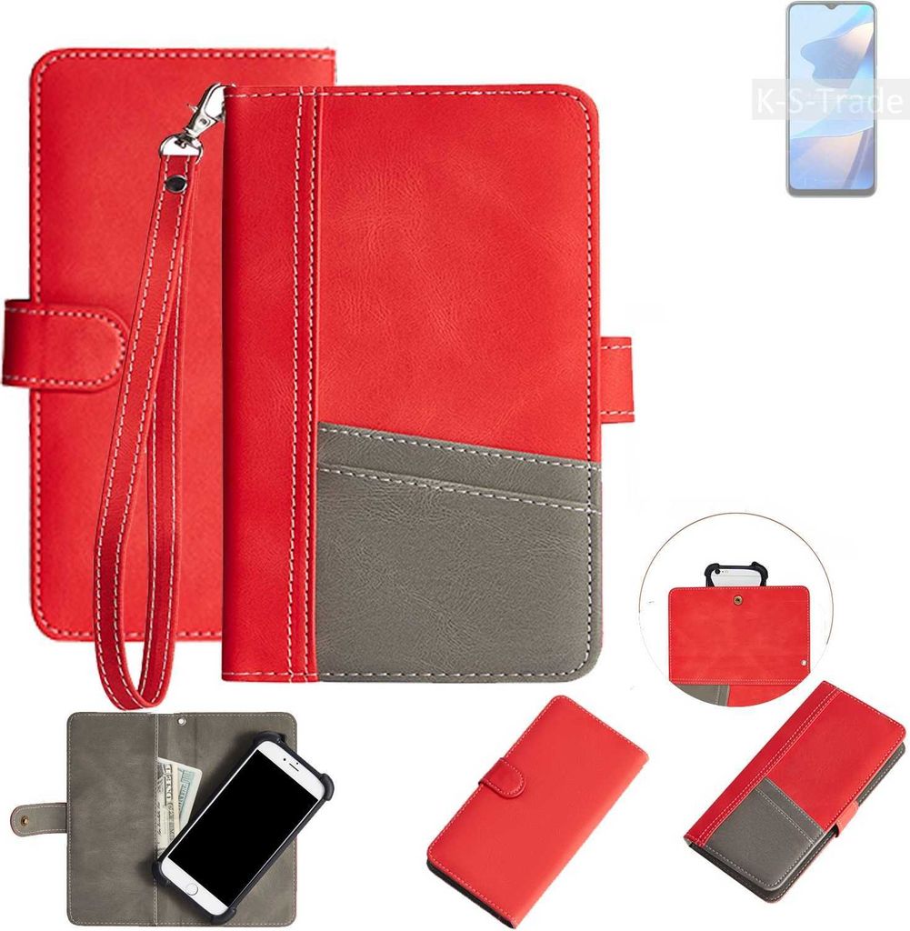 K-S-Trade Handy Schutzhülle für Oppo A16K Hülle Portemonnee Brieftasche Klapphülle Kartenfächer Flip Wallet Case Etui