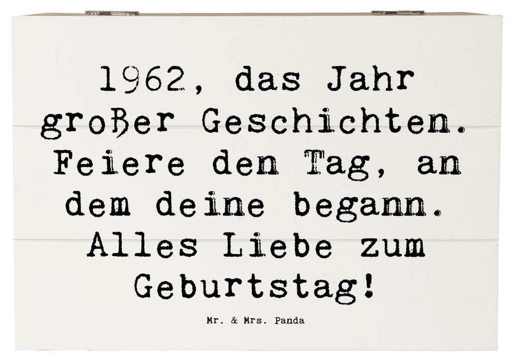 Mr. & Mrs. Panda Kiste Spruch 1962 Geburtstag 22 x 15 cm - Weiß - Geschenk, einzigartig, schmuckbox, Happy Birthday, Geburtsjahr, Truhe, Aufbewahr...