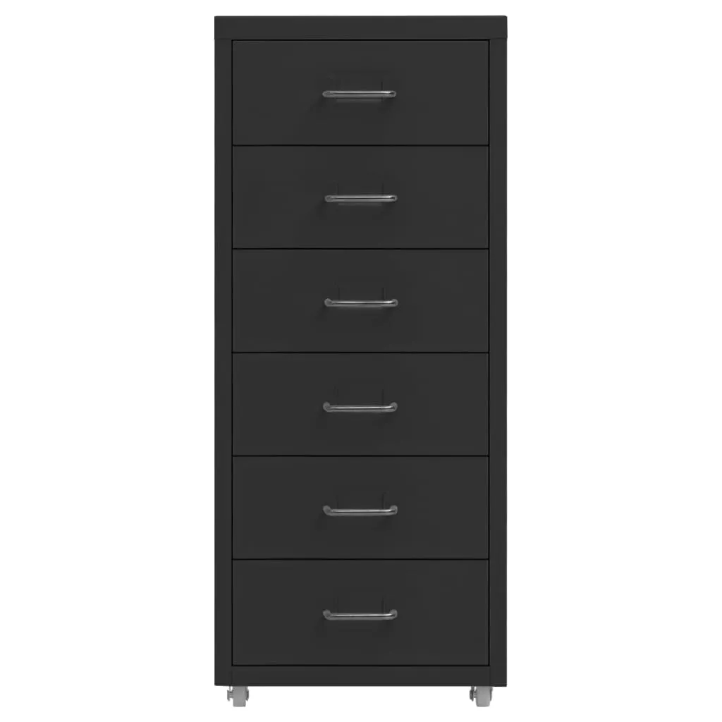 vidaXL Schedario Mobile Nero in Metallo 5 Cassetti 28x41x69 cm
