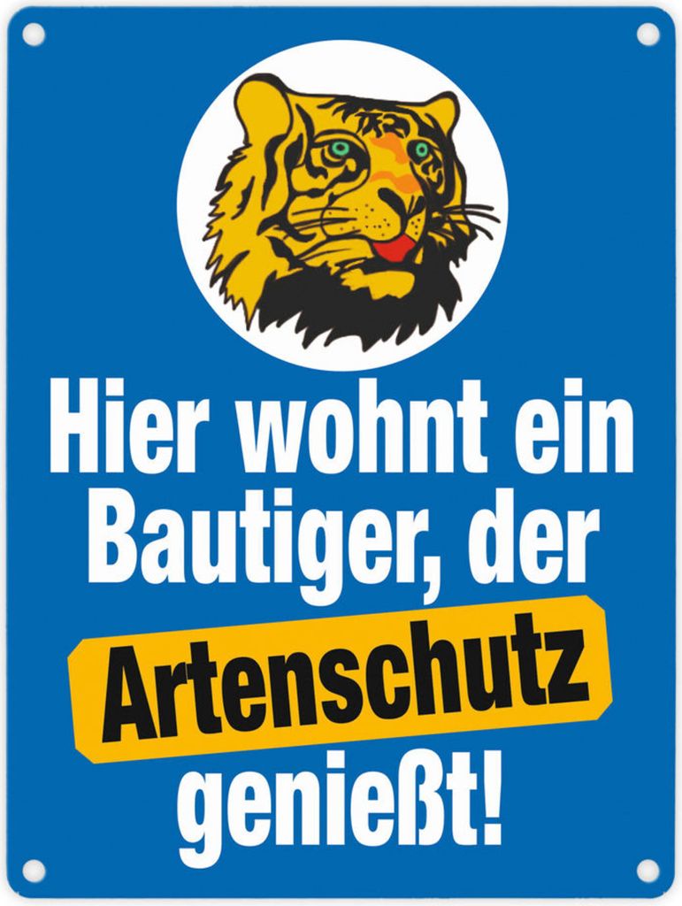 Bautiger genießt Artenschutz Metallschild in 15x20 cm in Produktbild 
