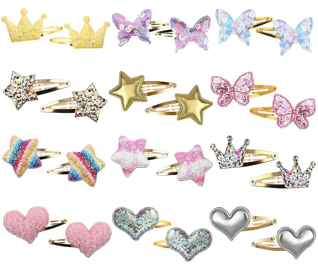 Barrettes Anti-Glisse Filles - Lot de 24 Pinces Paillettes Tenue Parfaite