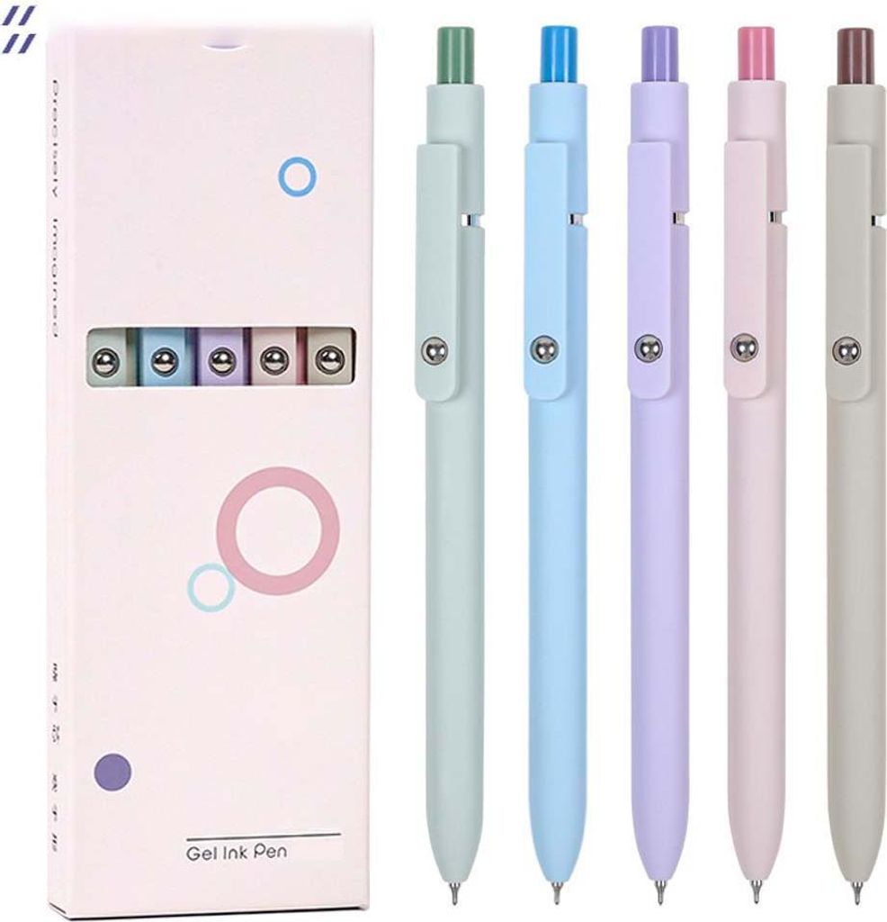 INF 5er-Pack Morandi Retro Farbige Gelstifte - Macaronfarben, 0,42mm Spitze