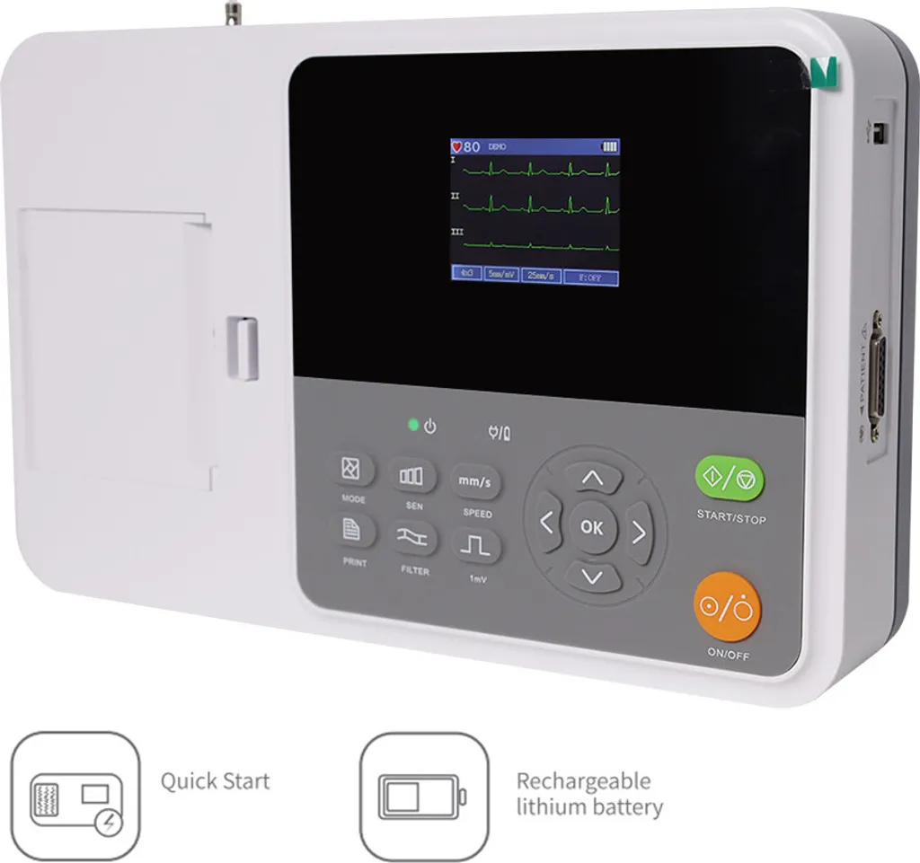 Electrocardiographe 12 canaux E3M avec écran de 2.8 pouces et PC - 3