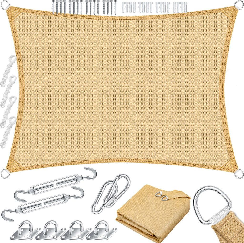 KESSER Sonnensegel Sonnenschutz Windschutz | HDPE Gewebe | wasserabweisend & windabweisend | 5-Fach quer vernäht robust & stabil Schattenspender...
