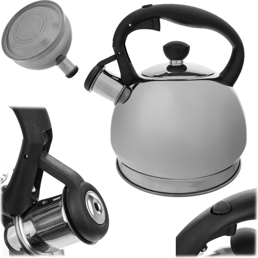 KADAX Wasserkessel 1.8L, Teekessel aus Edelstahl für Induktion, Flötenkessel, Pfeifkessel, Wasserkocher für Gasherd, Elektroherd und Induktionsh...