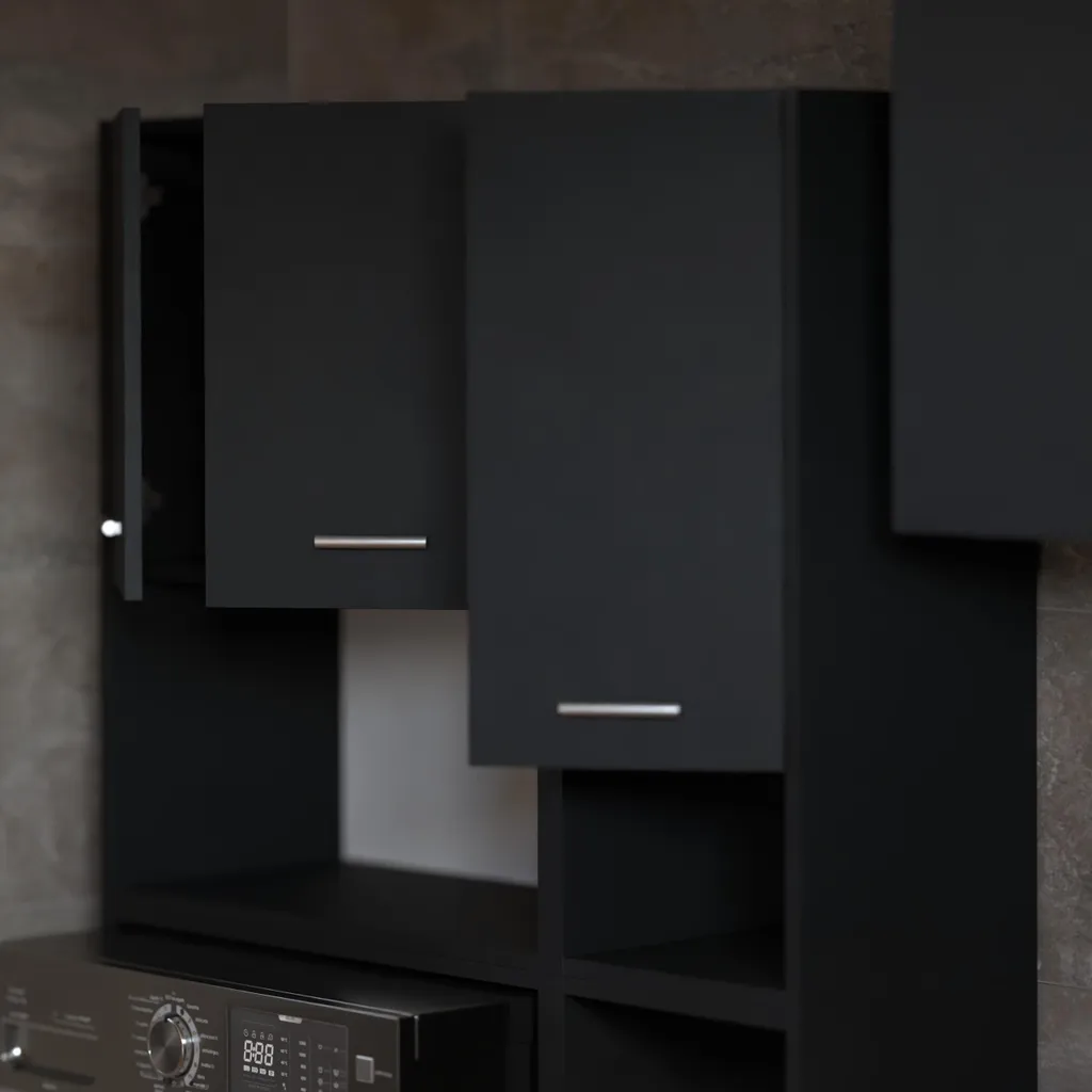 Optimisation rangement buanderie : Meuble machine à laver noir mat 94cm