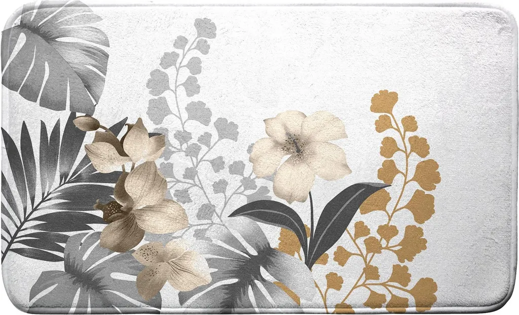 Tapis de bain floral KELLY 45x75 cm en coton épais et ultra doux