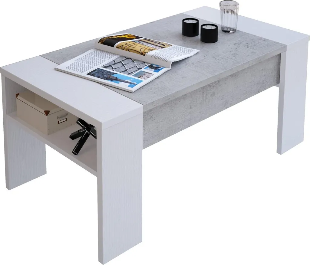 Dmora Tavolino Corallo Bianco 98x50x43h cm | Tavolo Basso da Salotto