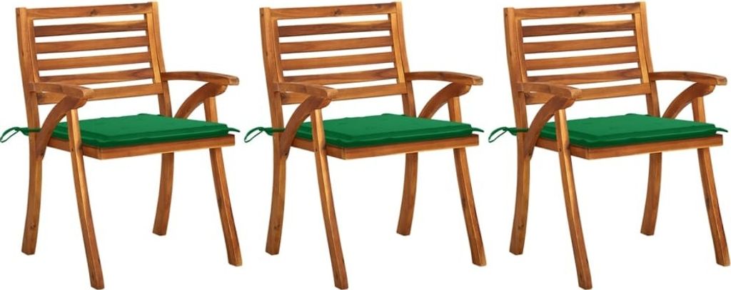 Möbel Outdoor Relaxsessel,Balkonstuhl Garten-Essstühle mit Kissen 3 Stk. Massivholz Akazie DE97871