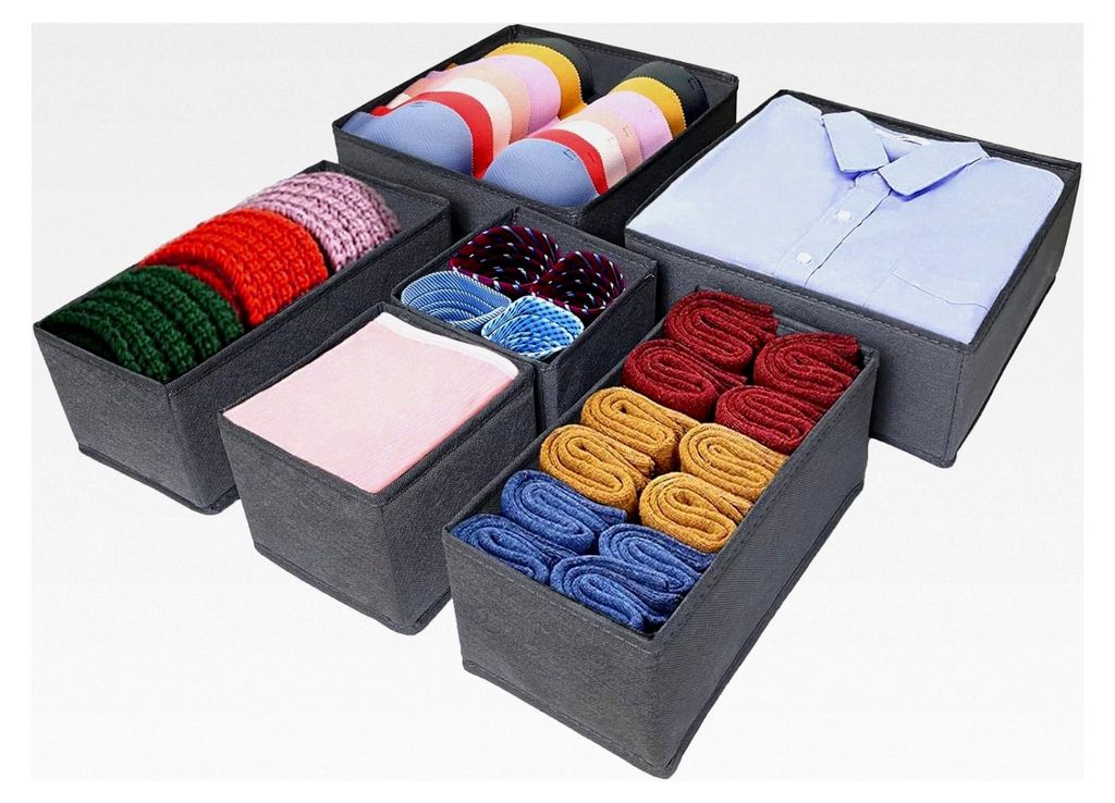 6er Schubladen-Organizer für den Kleiderschrank, faltbare Aufbewahrungsbox aus Stoff, waschbar, für Socken, Unterwäsche, BHs, Krawatten und Schals