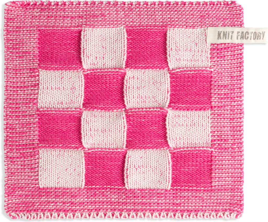 Knit Factory Topflappen Block - Ecru/Fuchsia - 23x23 cm Produktbild 