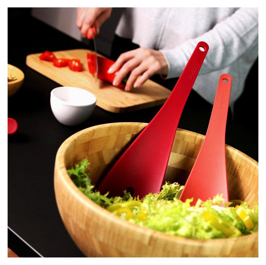 Salatbesteck-Set Twins, bestehend aus Löffel und Gabel, mit Zange zum Servieren, platzsparend