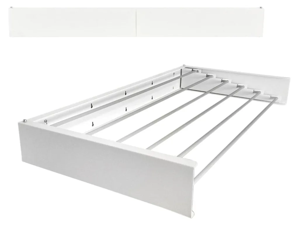 Stendibiancheria a parete in alluminio per balcone o terrazza, dal design moderno - Foxydry Hide 101 cm - bianco