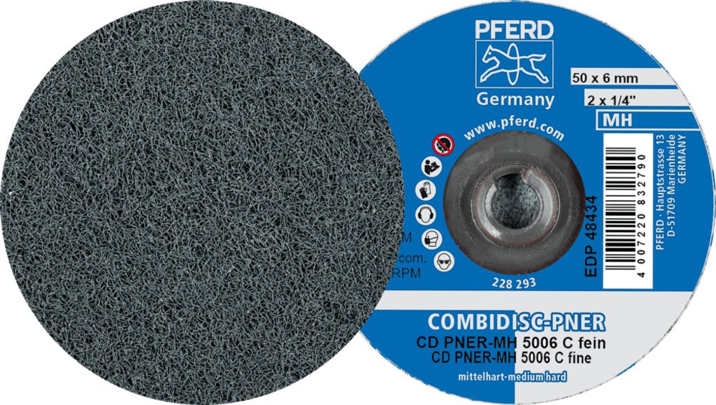 PFERD TOOLS COMBIDISC verpresste Vliesronde CD PNER Ø 50mm Mittehart SIC Fein für Finish