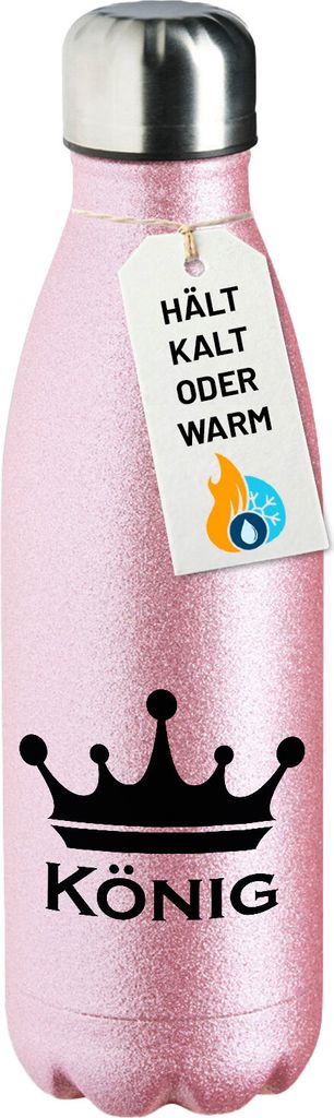 Huuraa Trinkflasche König Schützenkönig 500ml Pink Edelstahl Wasserflasche Trinkflasche Geschenkidee