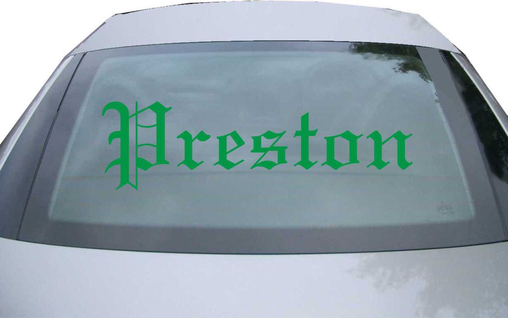 Indigos UG - Aufkleber Heckscheibe & Motorklappe DE6660 - grün - 600x171 mm - Preston - Auto Scheiben Fenster Heckklappe Tuning Racing JDM - Die cut