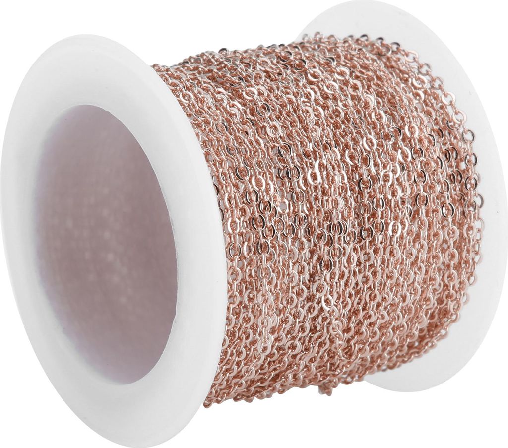 DIY-Schmuckzubehör: 10 Meter Kreuz-Flachkette auf Rolle, ideal für Armbänder und Halsketten-Verlängerungen, Roségold, 2,2 x 1,8 x 0,3 mm