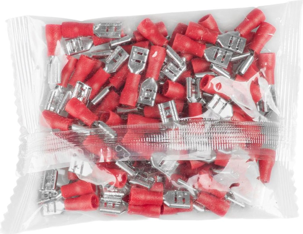 Vayox Set 100 Stk. Flachsteckhülse isoliert weiblich 0.5-1.5mm2 4.8mm Rot