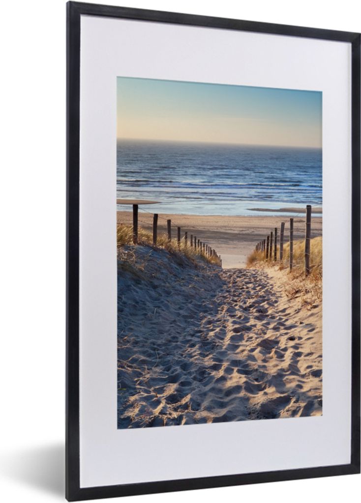 MuchoWow Gerahmtes Poster Strand - Meer - Niederlande - Dünen - Sonne 40x60 cm - Poster mit Schwarzem Bilderrahmen Wandposter Rahmen Foto Bilder...
