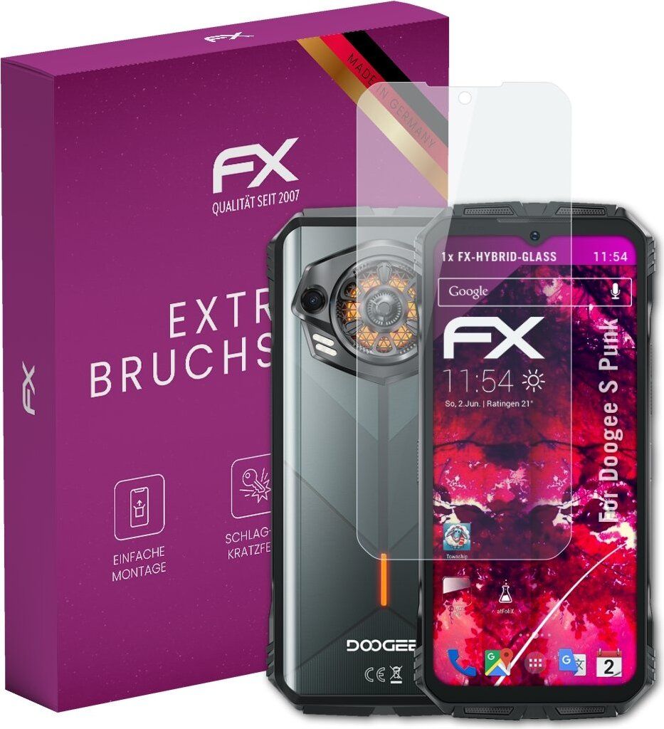 atFoliX FX-Hybrid-Glass Displayfolie kompatibel mit Doogee S Punk Glasfolie
