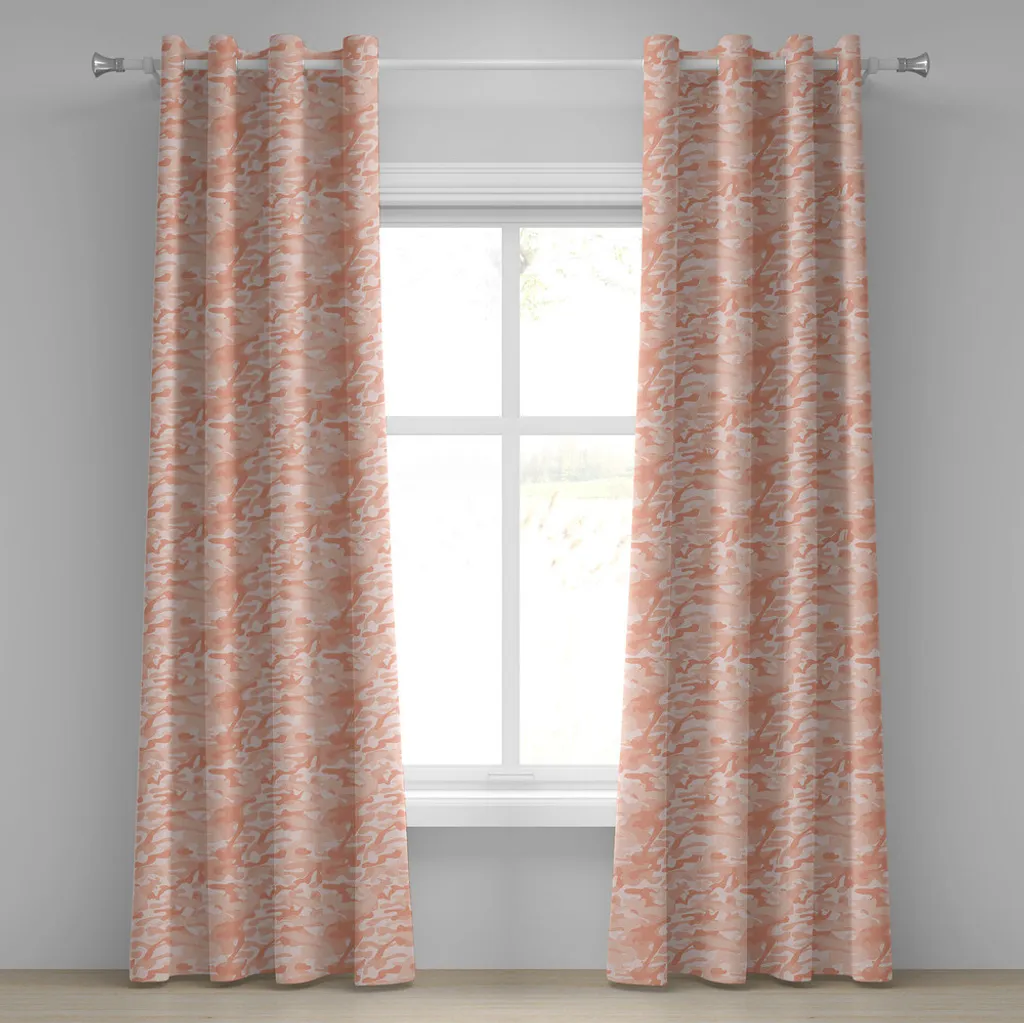 ABAKUHAUS Tenda con occhielli mimetica, motivo mimetico con spruzzi di colore morbido astratto, stampa di tendenza, tende decorative a 2 pannelli per finestre, 280 cm x 175 cm, salmone pesca