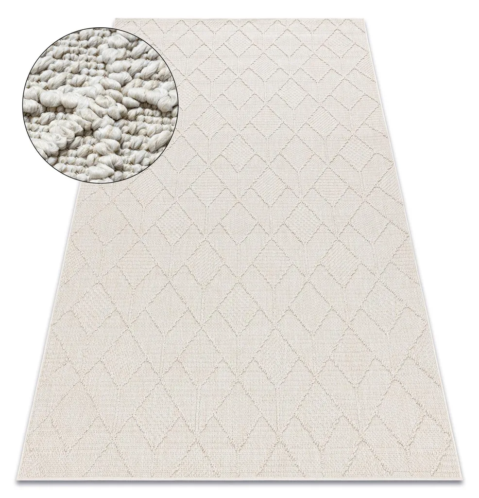 Petit tapis de couloir beige crème style bohème JERSEY 19231 60x100cm