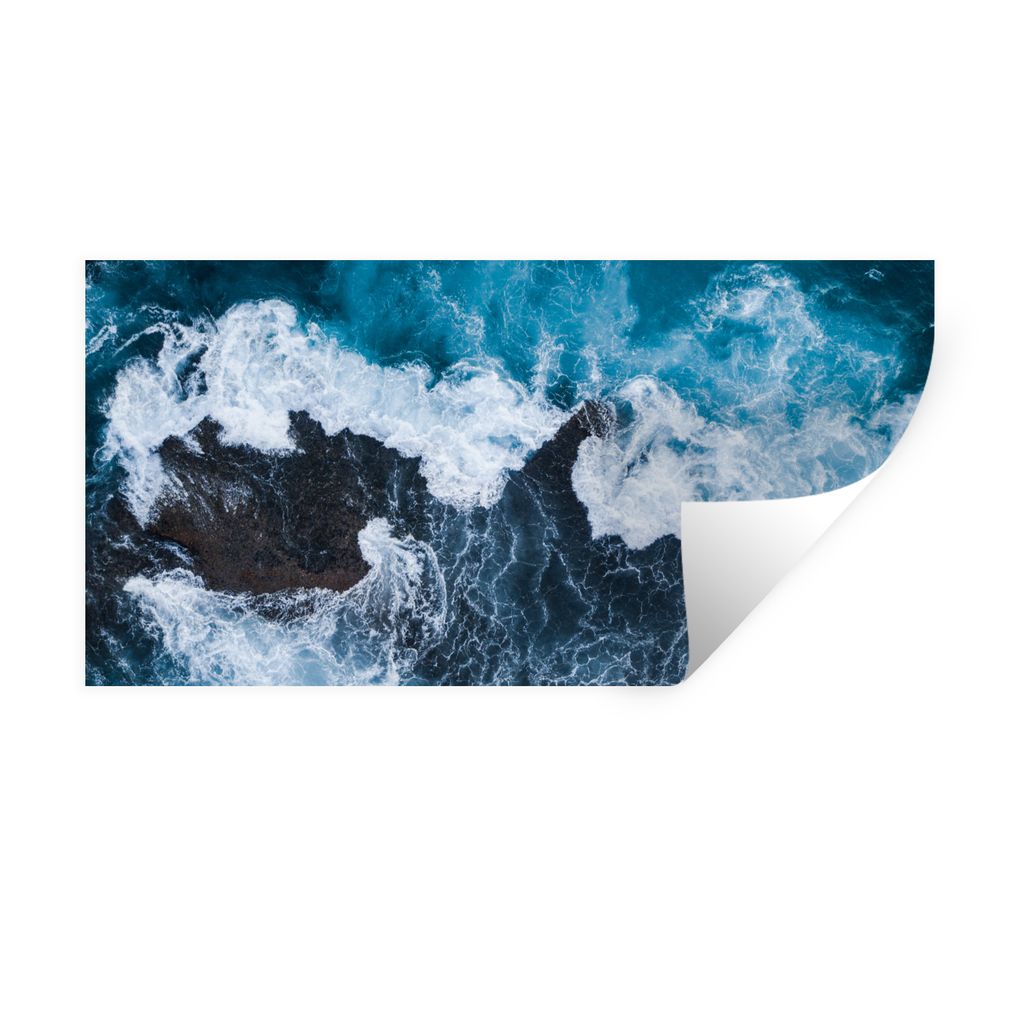 MuchoWow Wandtattoo Wandsticker Wandaufkleber Meer - Golf - Blau 40x20 cm Selbstklebend und Repositionierbar - Aufkleber