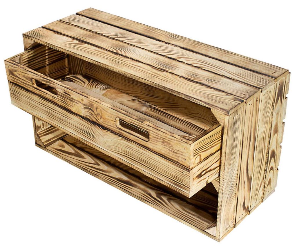 Breite Kiste "Tosca" in geflammt mit Schublade 68x40x31 Produktbild 