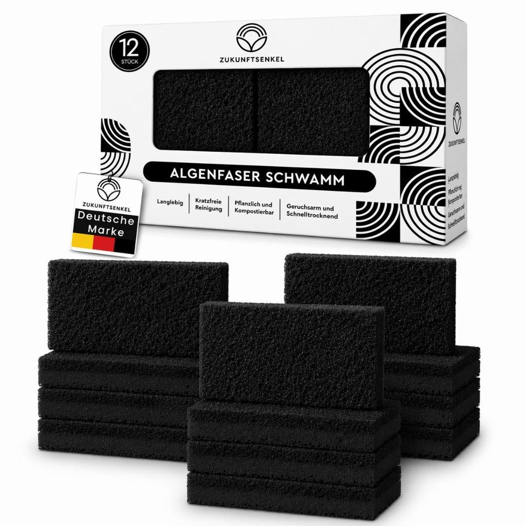 Schwarze Spülschwämme Nachhaltig 12er Pack – Biologisch Produktbild 