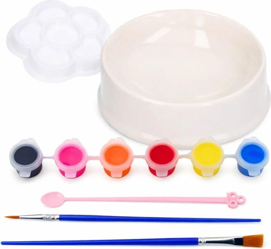 LEAN Toys 28146 DIY-Set zum Bemalen von Keramikschalen für Katzen, 6-teilig