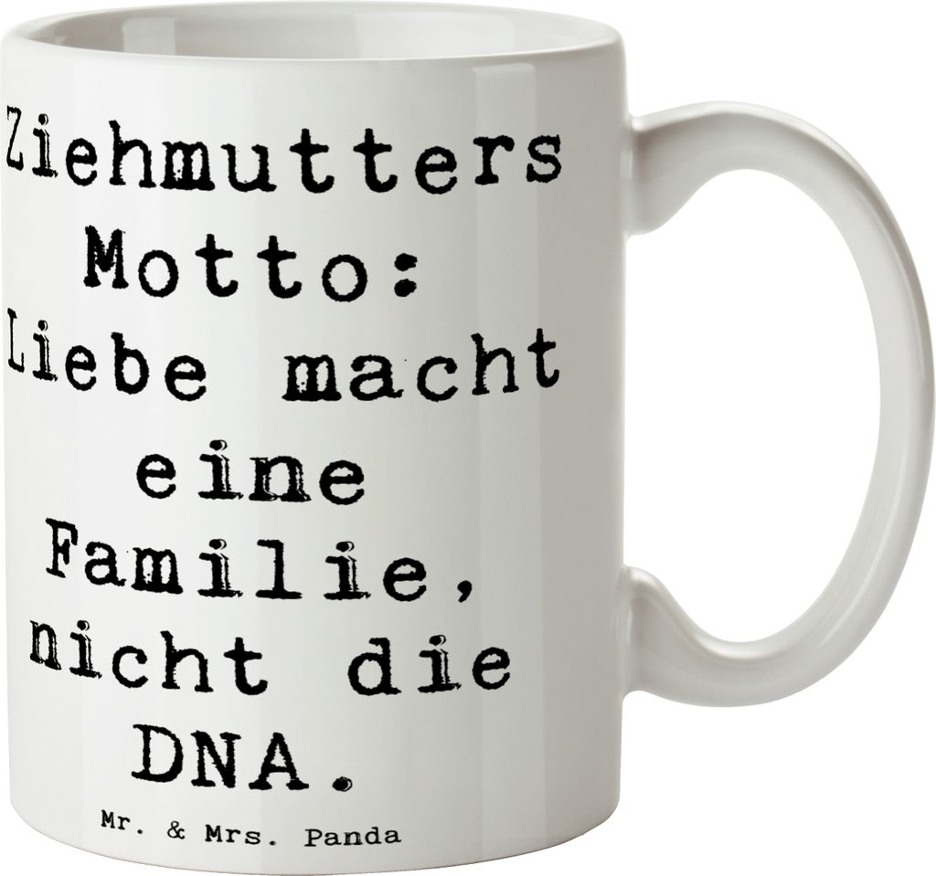 Mr. & Mrs. Panda Teetasse Spruch Ziehmutter Liebe - Weiß - Geschenk, statement tasse, Becher, Adoptivmutter, Stiefmutter, Trinkbecher, Bonusmutter...