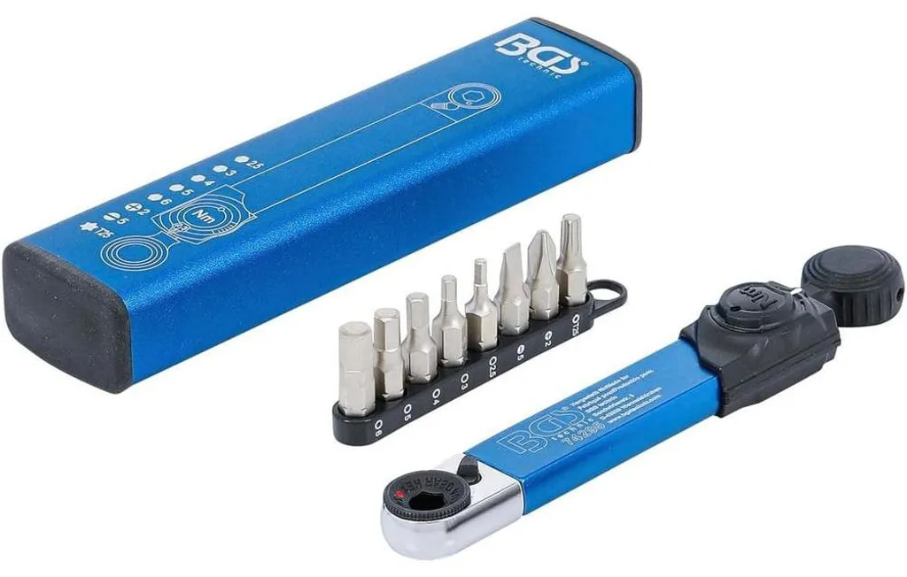 Clé Dynamométrique 1/4 Anti-Casse 2-10 Nm avec Set Embouts 9 Pièces