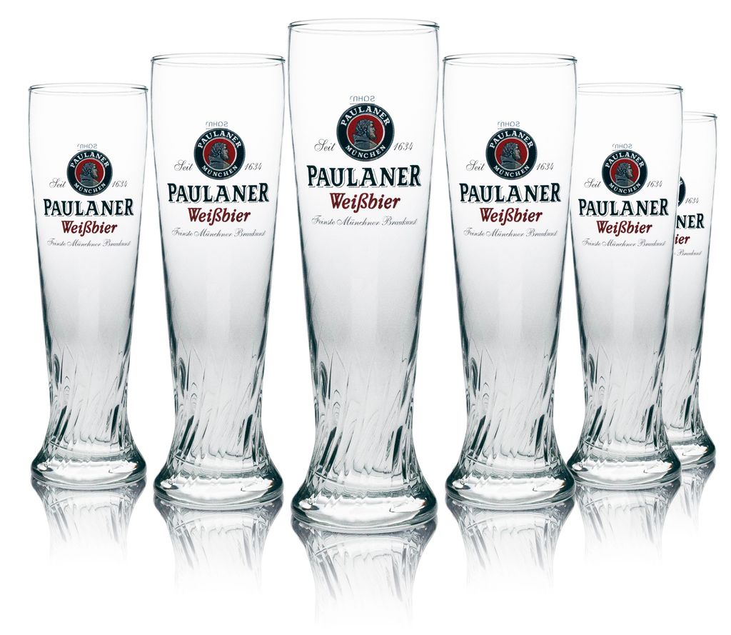 6x Paulaner Weißbierglas 0,5l Hefeweizen Gläser Geeicht