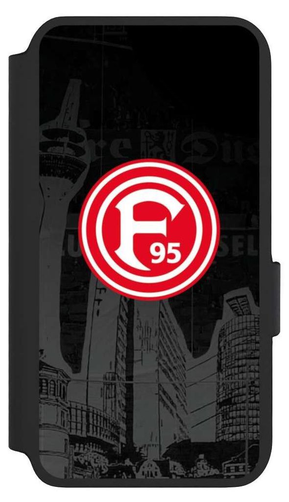 NIVOCASE Klapphülle für Samsung Galaxy S22 Handyhülle aus Kunst Leder NIVOflip schwarz Fortuna Düsseldorf Logo Offizielles Lizenzprodukt